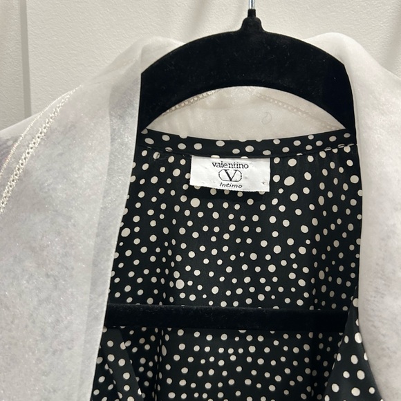 SOLD Vintage Valentino Intimo Black Polkadots Night Gown + Wrap Dress Set - Picture 9 of 16